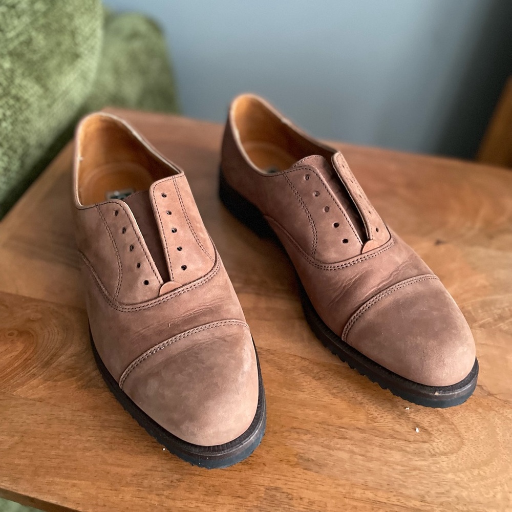 Vintage Cole Haan Cap Toe Oxford Shoes Made in USA Vibram Gumlite Nubuck Tan 9.5 - Picture 6 of 10